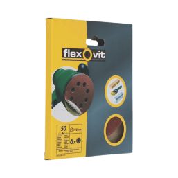 Flexovit  A203F 60 Grit 8-Hole Punched Multi-Material Sanding Discs 115mm 6 Pack
