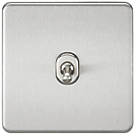 Knightsbridge SF12TOGBC 10AX 1-Gang Intermediate Switch Brushed Chrome with Colour-Matched Inserts