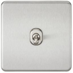 Knightsbridge  10AX 1-Gang Intermediate Switch Brushed Chrome with Colour-Matched Inserts