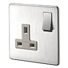 Crabtree Platinum 13A 1-Gang DP Switched Plug Socket Satin Chrome  with White Inserts