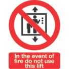 Essentials  Non Photoluminescent "In The Event Of Fire Do Not Use This Lift" Signs 210mm x 148mm 50 Pack