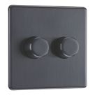 LAP  2-Gang 2-Way LED Dimmer Switch  Black Nickel with Colour-Matched Inserts