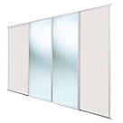 Spacepro Classic 4-Door Sliding Wardrobe Door Kit Cashmere Frame Cashmere / Mirror Panel 2370mm x 2260mm