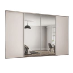 Spacepro Classic 4-Door Sliding Wardrobe Door Kit Cashmere Frame Cashmere / Mirror Panel 2370mm x 2260mm