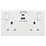 LAP  13A 2-Gang SP Switched Socket + 3A 2-Outlet Type A & C USB Charger White
