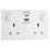 LAP  13A 2-Gang SP Switched Socket + 3A 30W 2-Outlet Type A & C USB Charger White