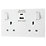 LAP  13A 2-Gang SP Switched Socket + 3A 2-Outlet Type A & C USB Charger White
