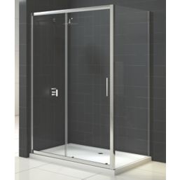 Triton Fast Fix Framed Rectangular Sliding Door with Side Panel  Non-Handed Chrome 1700mm x 760mm x 1900mm