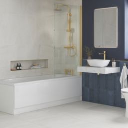 Maine HP/Combi Flexible Exposed Brushed Brass Thermostatic Round Bar Mixer Shower with Riser Handset & Overhead Outlet