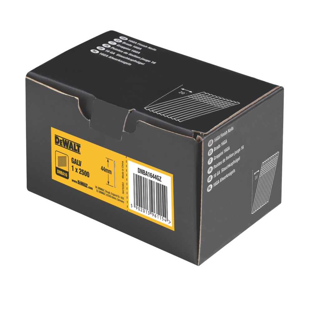 DEWALT 16GA Finish Nail 38MM GALV X 2500