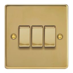 Varilight  10A 3-Gang 2-Way Light Switch  Polished Brass with Colour-Matched Inserts