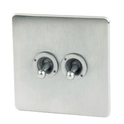 Crabtree Platinum 10AX 2-Gang 2-Way Toggle Switch  Satin Chrome