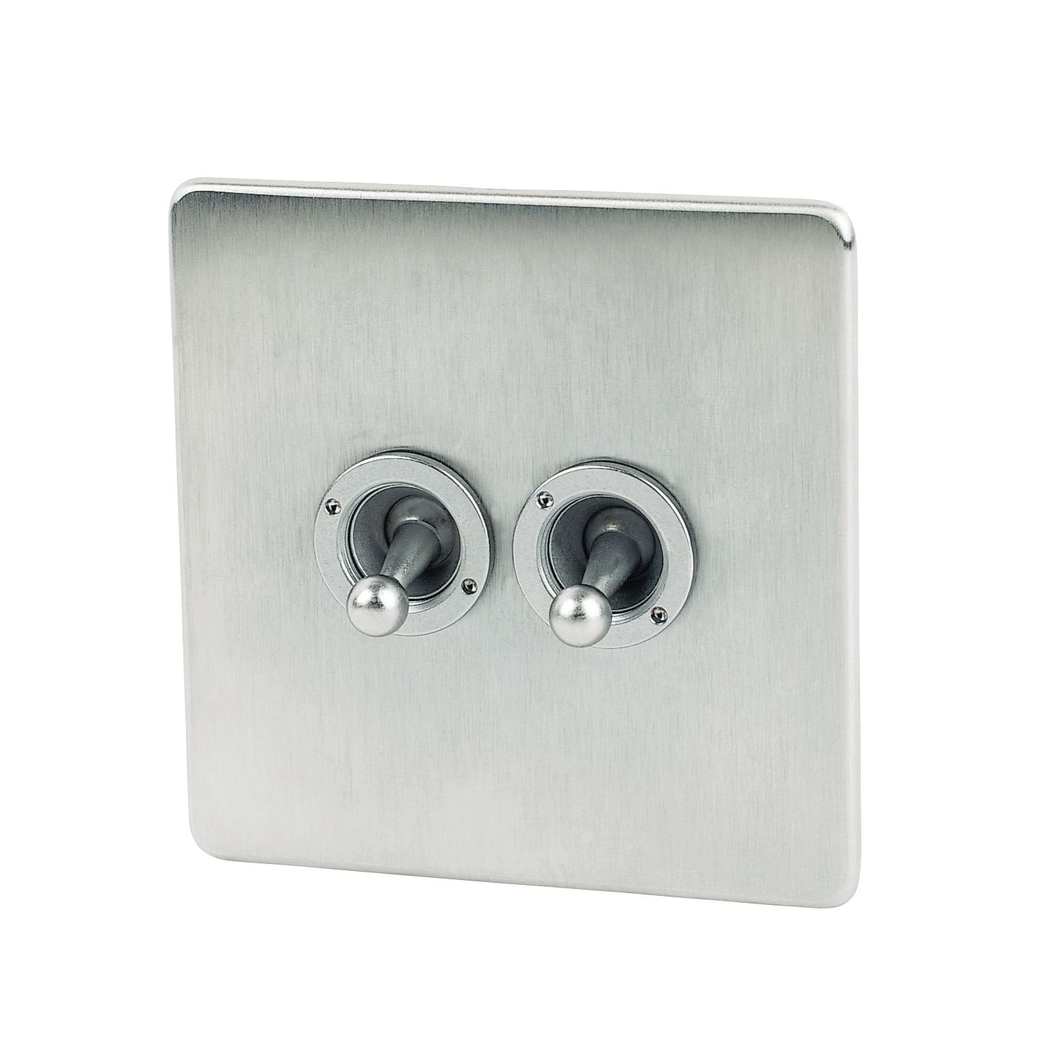 Crabtree Platinum 10AX 2-Gang 2-Way Toggle Switch Satin Chrome (39944)