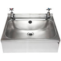 Franke WB18 1 Bowl Stainless Steel Wall-Hung Washbasin & Crosshead Taps 457 x 357mm