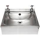 WB18 1 Bowl Stainless Steel Wall-Hung Washbasin & Crosshead Taps 457mm x 357mm