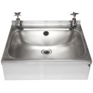 1 Bowl Stainless Steel Wall-Hung Washbasin & Crosshead Taps 457mm x 357mm