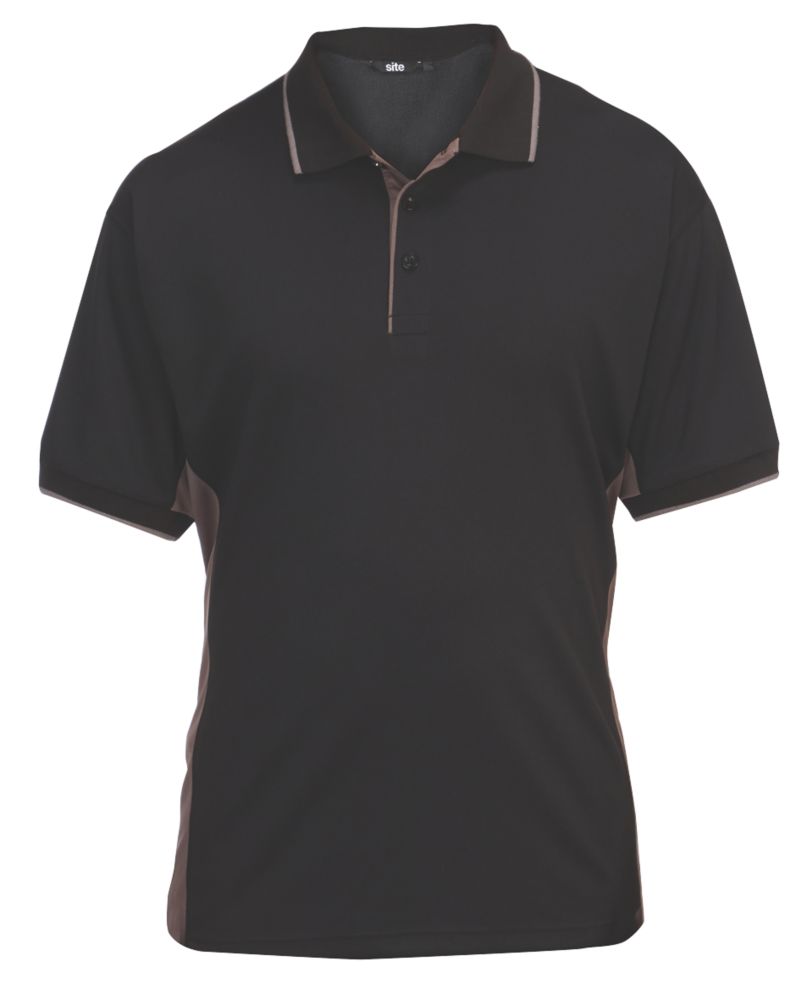 Site Barchan Moisture Wicking Polo Shirt Black Medium 44 1/2" Chest