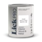 LickPro 1Ltr Pure Brilliant White Gloss Water-Based Trim Paint
