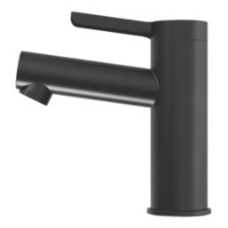 Swirl Bonda Black 136mm Cloakroom Round Head Mono Basin Mixer Tap  With Waste