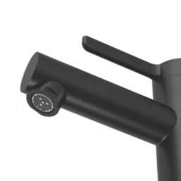 Swirl Bonda Black 136mm Cloakroom Round Head Mono Basin Mixer Tap  With Waste