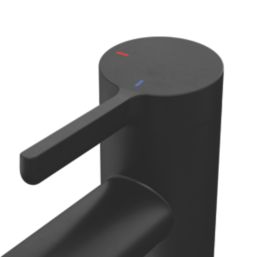 Swirl Bonda Black 136mm Cloakroom Round Head Mono Basin Mixer Tap  With Waste