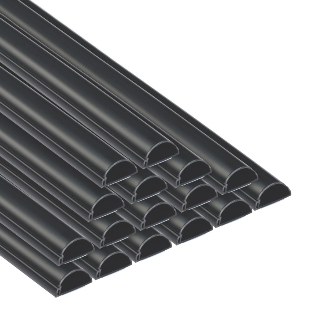 DLine PVC Black MiniTrunking 30mm x 15mm x 2m 16 Pack Screwfix