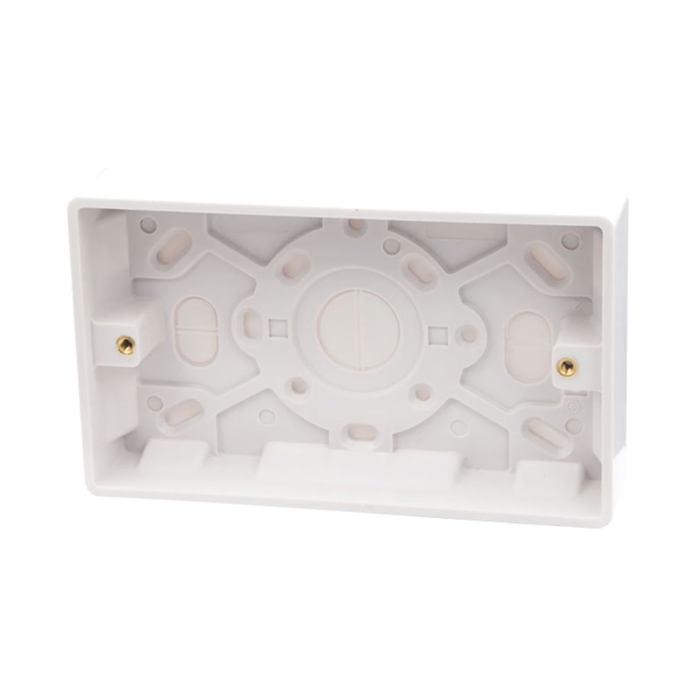 Vimark Pro 2-Gang Surface Pattress White Back Box 25mm