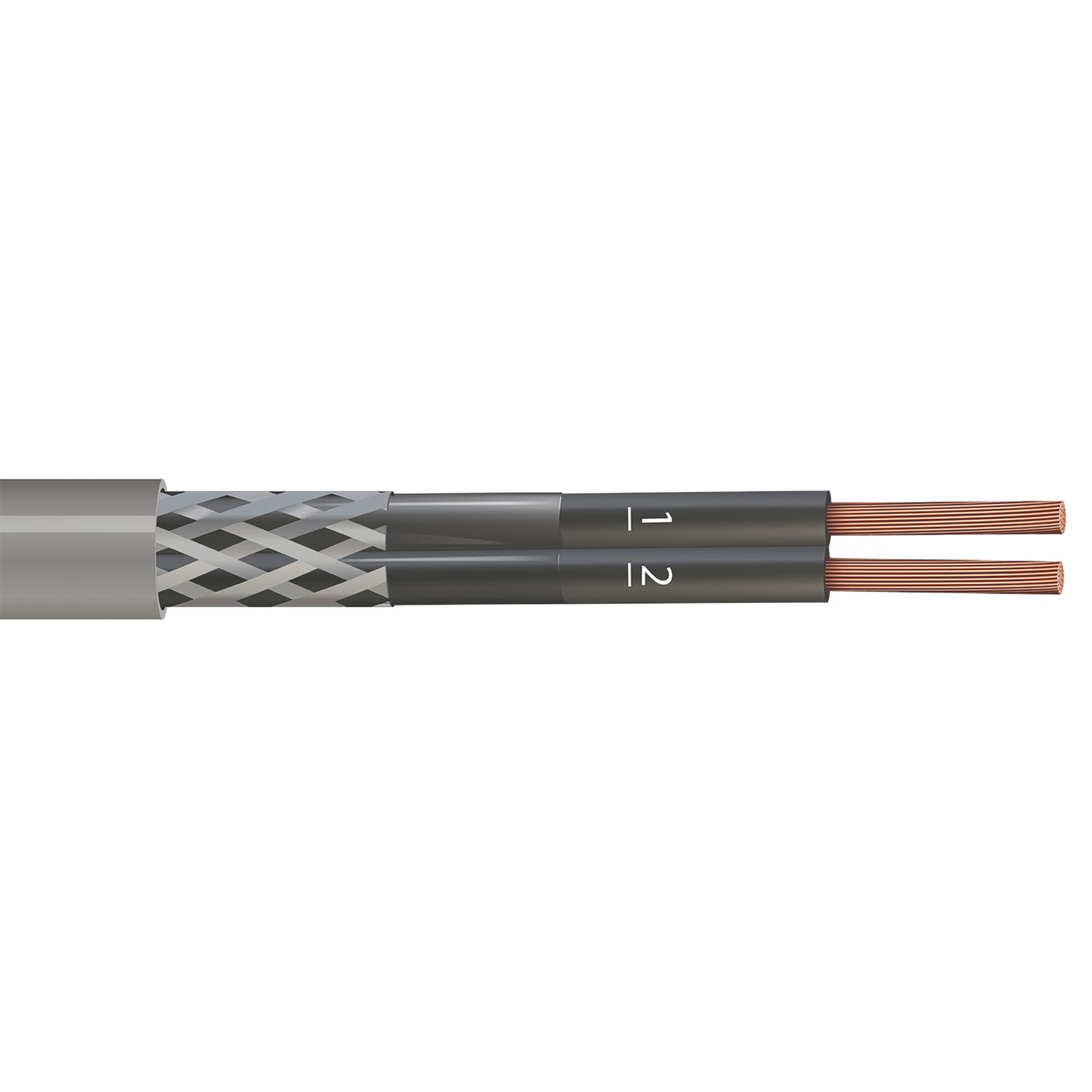 Time 2-Core CY Grey 1.5mm² Screened Control Cable 1m Coil (399PY)
