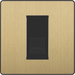 British General Evolve 1-Gang Master Telephone Socket Satin Brass with Black Inserts