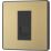 British General Evolve 1-Gang Master Telephone Socket Satin Brass with Black Inserts