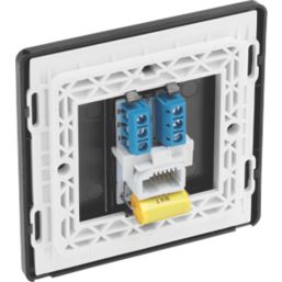 British General Evolve 1-Gang Master Telephone Socket Satin Brass with Black Inserts