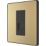 British General Evolve 1-Gang Master Telephone Socket Satin Brass with Black Inserts