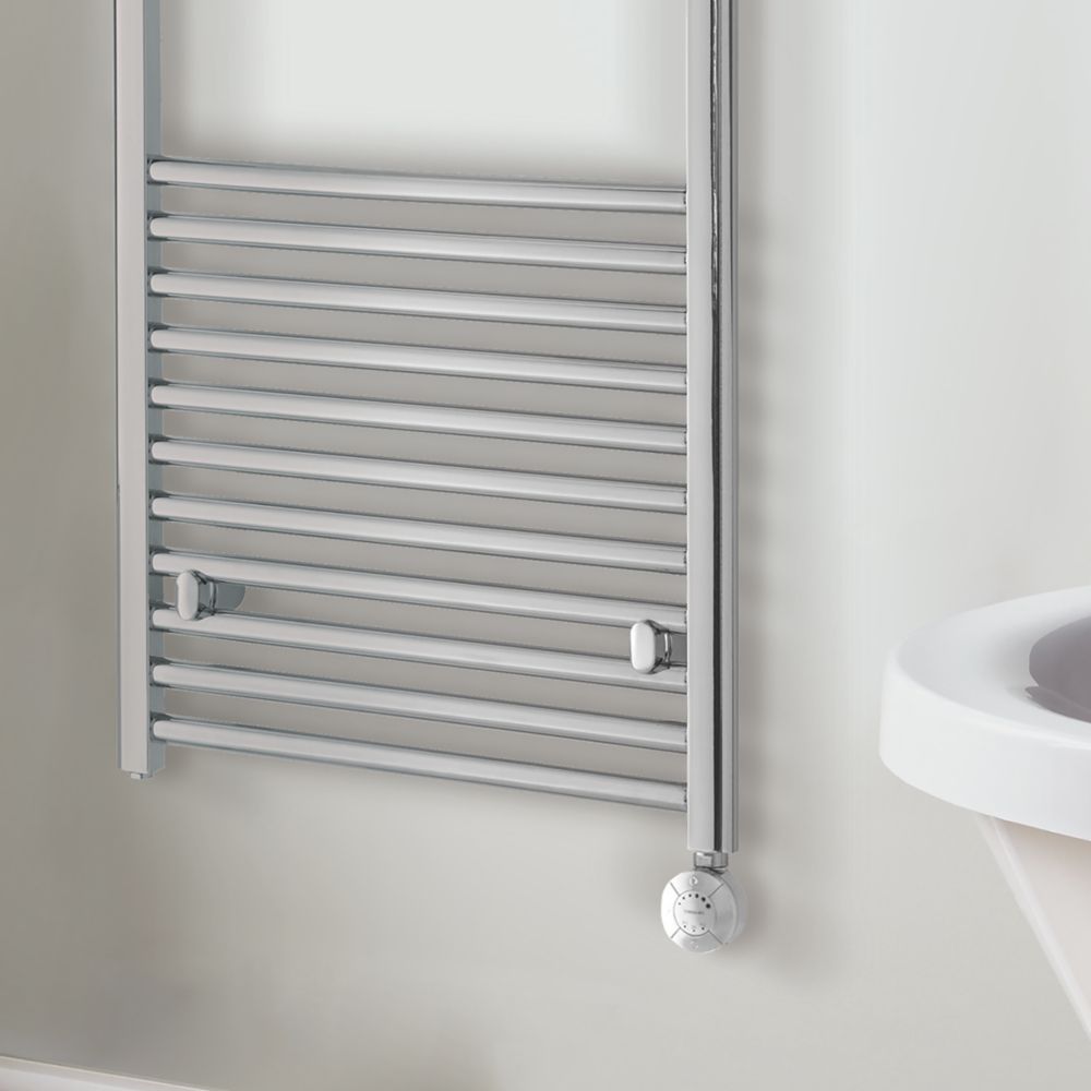 Towelrads Richmond Electric Towel Radiator with Thermostatic Heating  Element 691m x 600mm Chrome 512BTU - Screwfix