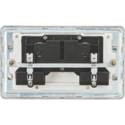 Knightsbridge  13A 2-Gang DP Switched Double Socket Polished Brass  with White Inserts