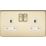 Knightsbridge  13A 2-Gang DP Switched Double Socket Polished Brass  with White Inserts