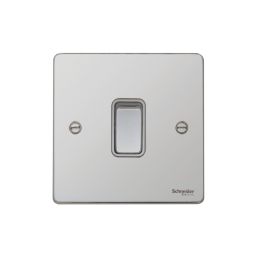 Schneider Electric Ultimate Low Profile 16AX 1-Gang 2-Way Light Switch  Polished Chrome with White Inserts