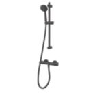 Refurb Swirl  Rear-Fed Exposed Black Thermostatic Concentric Mixer Shower