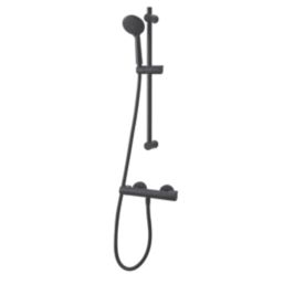 Refurb Swirl  Rear-Fed Exposed Black Thermostatic Concentric Mixer Shower