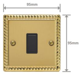 Varilight  10A 1-Gang Intermediate Switch Georgian Brass with Black Inserts