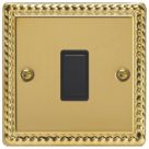 Varilight  10A 1-Gang Intermediate Switch Georgian Brass with Black Inserts