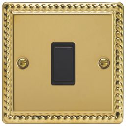 Varilight  10A 1-Gang Intermediate Switch Georgian Brass with Black Inserts