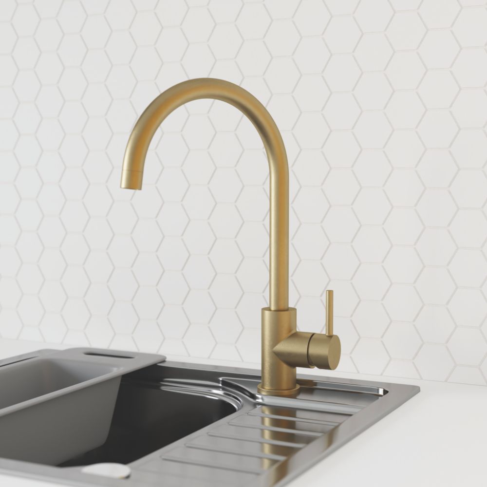 Swirl Elbe Tap Brushed Brass - Screwfix