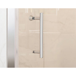 Framed Quadrant Shower Enclosure Reversible Left/Right Opening Polished Silver-Effect/Clear 900mm x 900mm x 1850mm