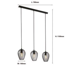 Eglo Newtown 3-Light Pendant Black