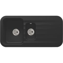 Abode Dune 1.5 Bowl Granite Composite Kitchen Sink Black Reversible 1000mm x 500mm