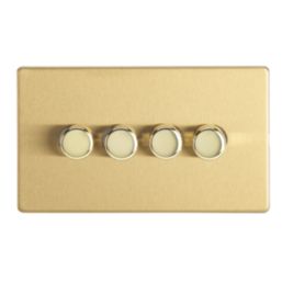 Contactum Lyric 4-Gang 2-Way  Dimmer Switch  Brushed Brass