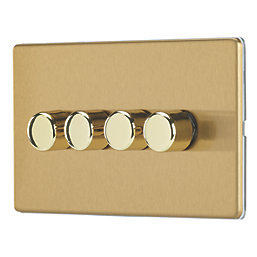 Contactum Lyric 4-Gang 2-Way  Dimmer Switch  Brushed Brass