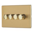 Contactum Lyric 4-Gang 2-Way  Dimmer Switch  Brushed Brass