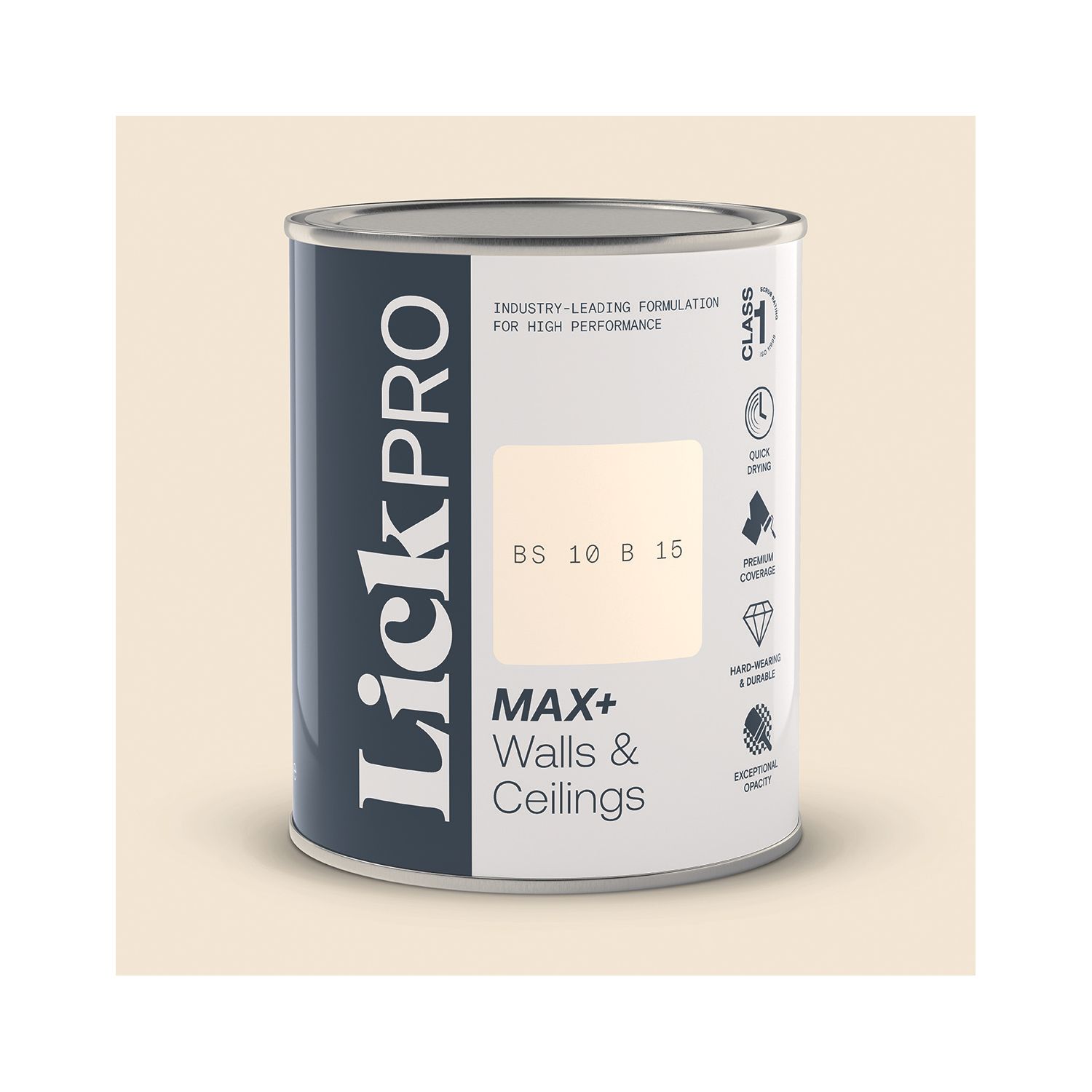 LickPro Max+ 1Ltr Cream BS 10 B 15 Matt Emulsion Paint (400TM)
