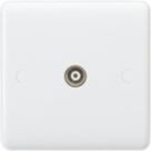 Knightsbridge Curved Edge 1-Gang Isolated Coaxial TV Socket White
